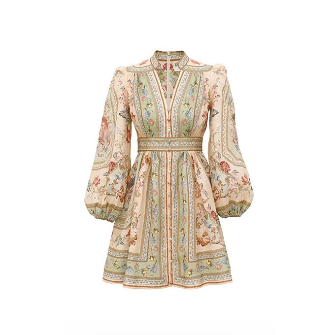 zimmermann roselight deep v neck mini dress